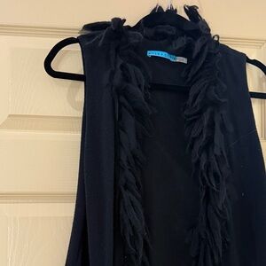 Alice + Olivia Black Fringe Detail Vest